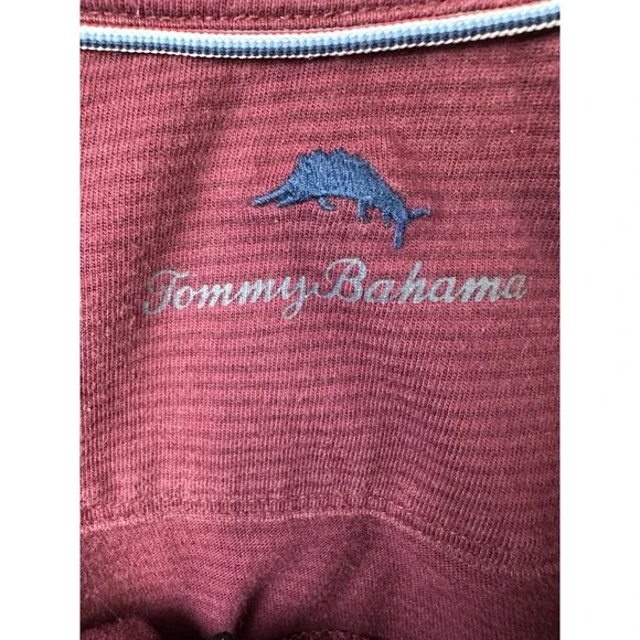 Tommy Bahama Sweater Mens XL Maroon Quarter Zip Pullover Casual Golf Sweater - Picture 4 of 9